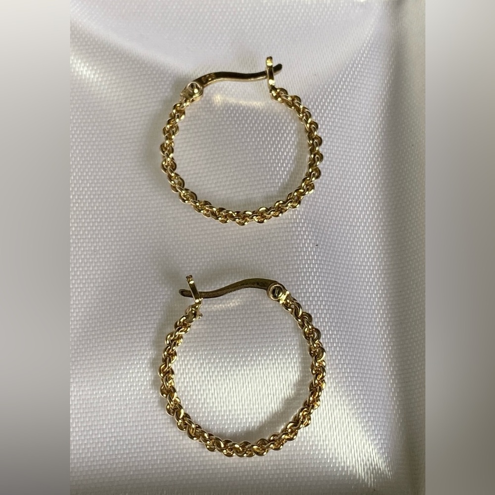 vintage yellow gold over 925 sterling silver hoop earrings. - Picture 2 of 15